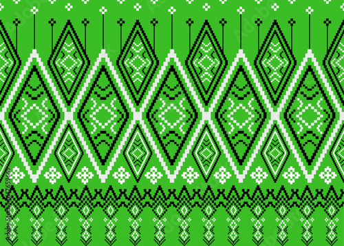 Ethnic pixels embroidery ikat traditional pattern.Seamless geometry ethnic pattern.Ethnic folk embroidery pattern.vector illustration.design for fabric,clothing,texture,decoration,wrapping.
