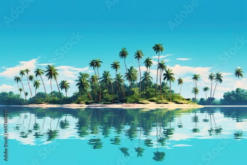 A small tropical island with palm trees.