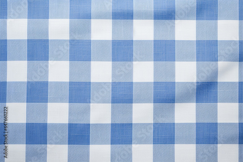 blue white checkered linen bavarian fabric . 