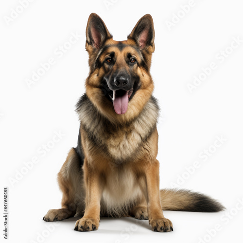 Sitting German shepherd dog isolated
