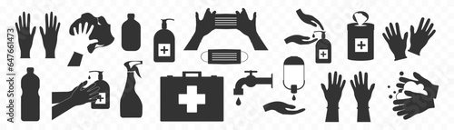Hygienic set. wash hands icon. Vector.