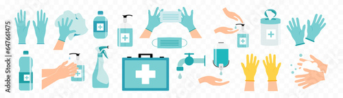 Hygienic set. wash hands icon. Vector.