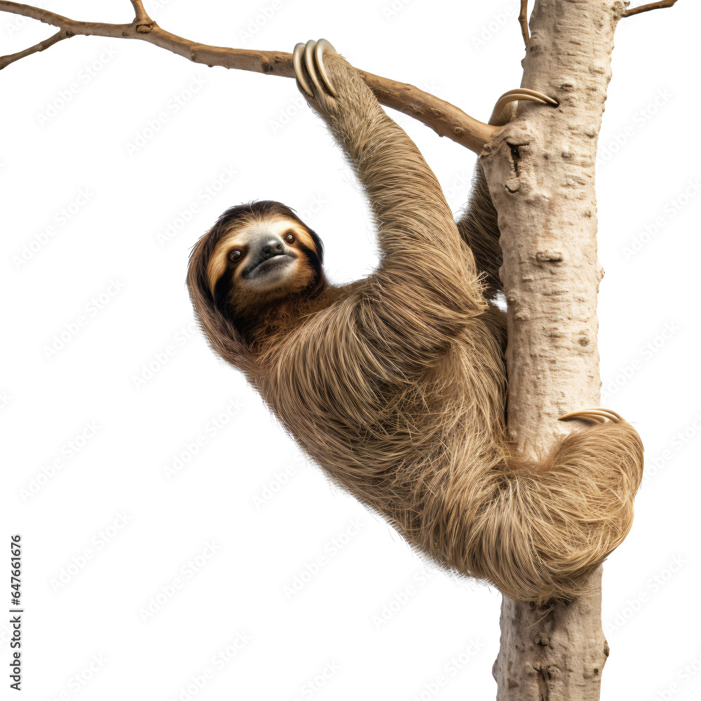 Fototapeta premium Sloth isolated on the transparent background PNG.