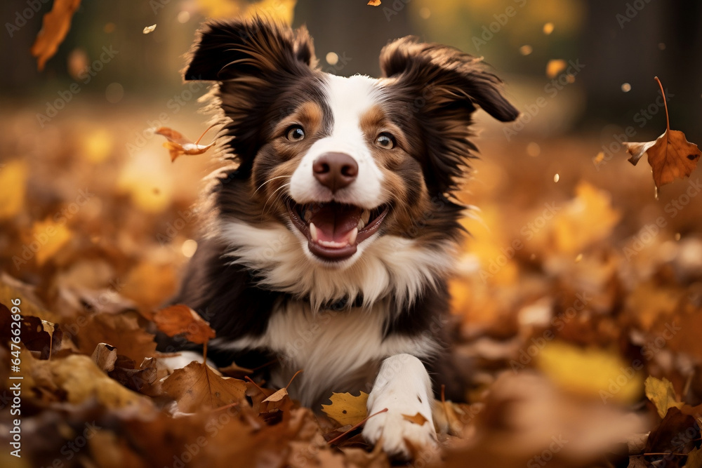 border collie dog having fun in autumn border collie dog having fun in autumn