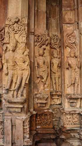 Beautiful Carving Carving Details of Hindu Deities on the Kalinjar Fort, Neelkanth Mahadeva Temple, Kalinjar, Uttar Pradesh, India.