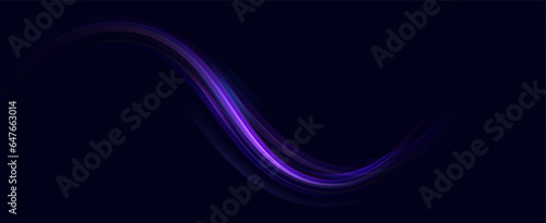 Neon speed lines. Dynamic light motion traces. Light trace wave, trace line.	