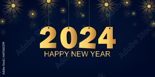 2024 New Year lettering. Holiday greeting card. Abstract background