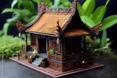 miniature Indonesian tribal house building photo