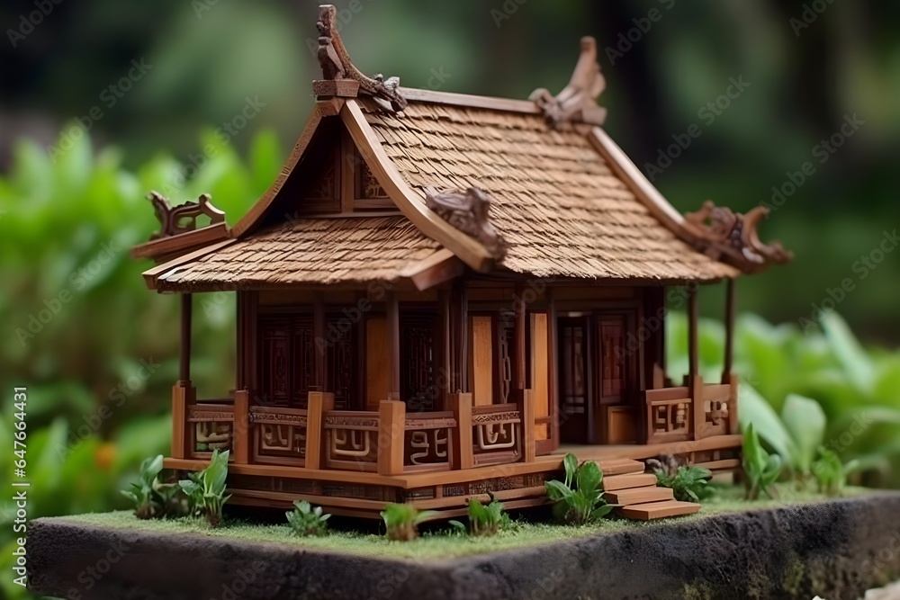 miniature Indonesian tribal house building