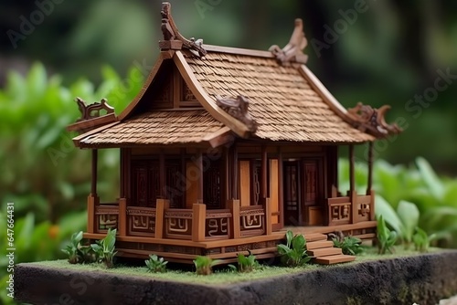 miniature Indonesian tribal house building