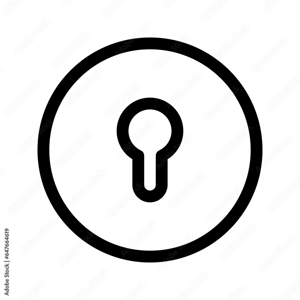 Keyhole icon in line. Lock keyhole in line. Outline key hole in png