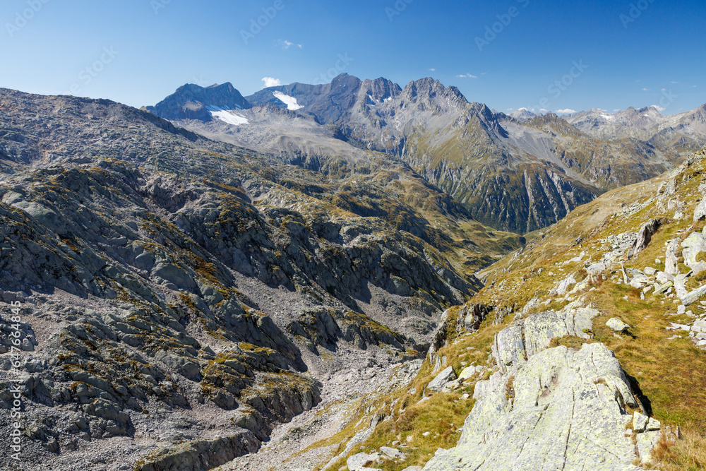 view from Cima di Garina over Val d'Uffiern, Swiss Alps