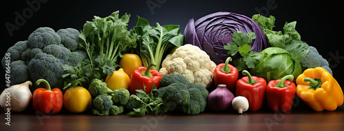 Kitchen table full of fresh and healthy vegetables 