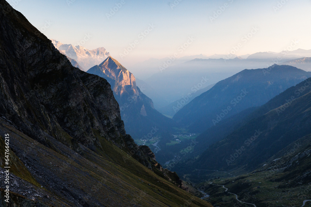 Valle di Blenio with Sosto mountain on a early summer morning