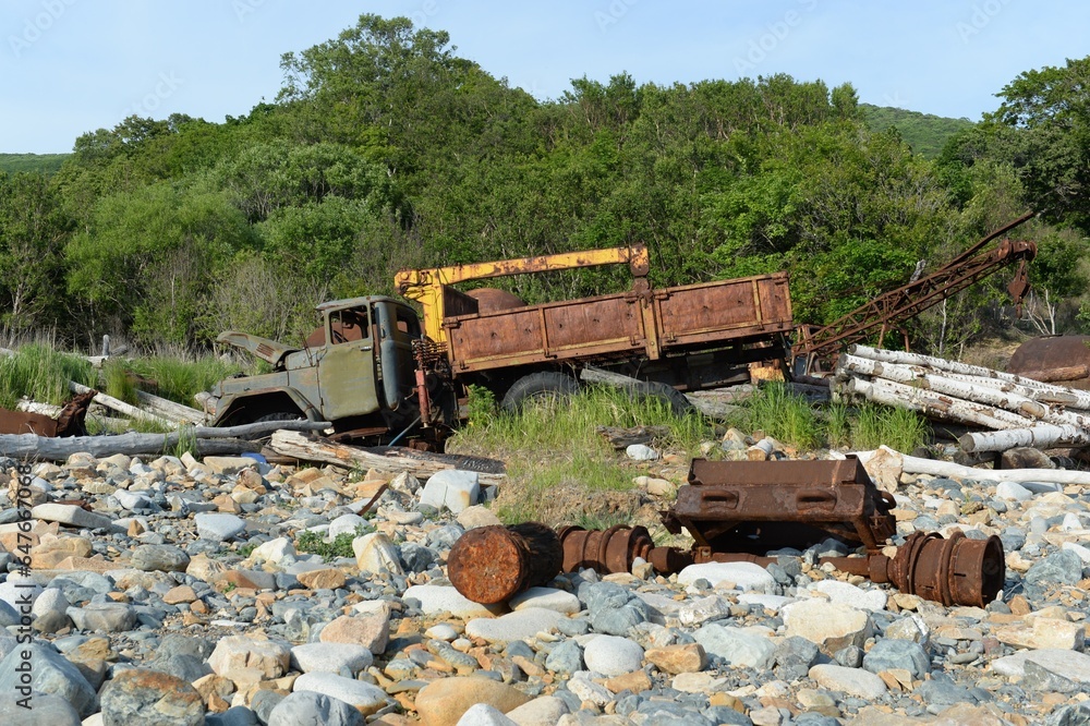 An old ZIL-131 truck on Askold Island in Peter the Great Bay. Primorsky Krai An old ZIL-131 truck on Askold Island in Peter the Great Bay. Primorsky Krai