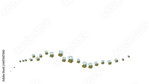 Wallpaper Mural Animated funny symbol of flying bees. A wave of insects. Icons of bee fly from left to right. Looped video. Flat vector illustration isolated on a white background. Torontodigital.ca