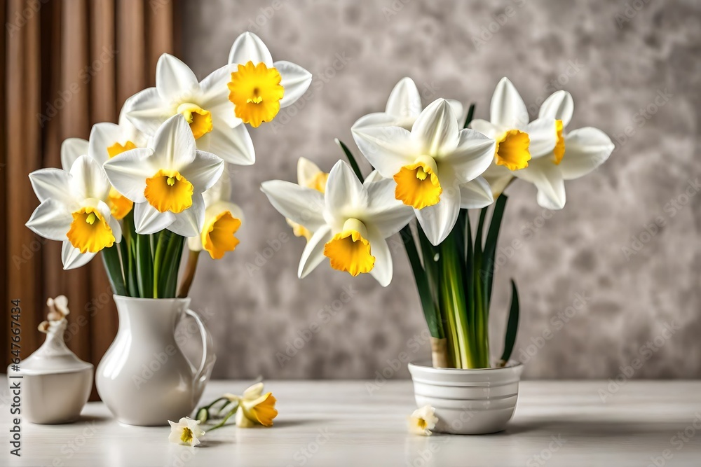 Daffodil Delight: Bright Bouquet in a Hotel Room Retreat