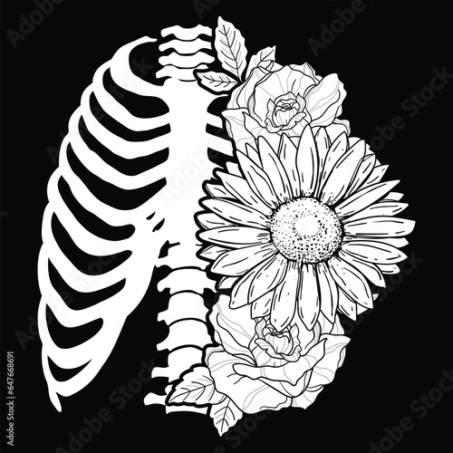 Floral ribcage SVG, Ribcage svg, Skeleton SVG, RibCage skeleton SVG, Not broken svg, Floral ribcage Png