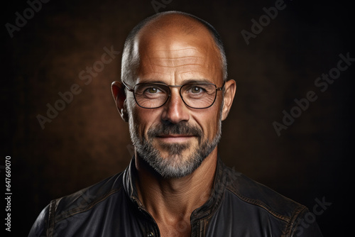 Elegant handsome man wearing glasses. Studio fashion portrait.