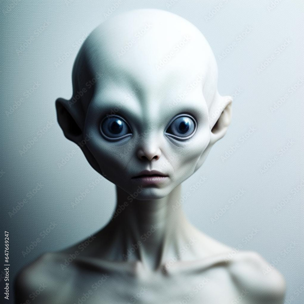 Atmospheric portrait of an alien being from another planet. Generative AI Atmospheric portrait of an alien being from another planet. Generative AI