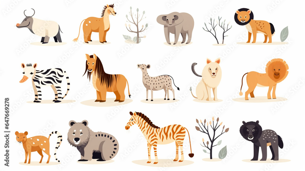 Fototapeta premium Set of animals design