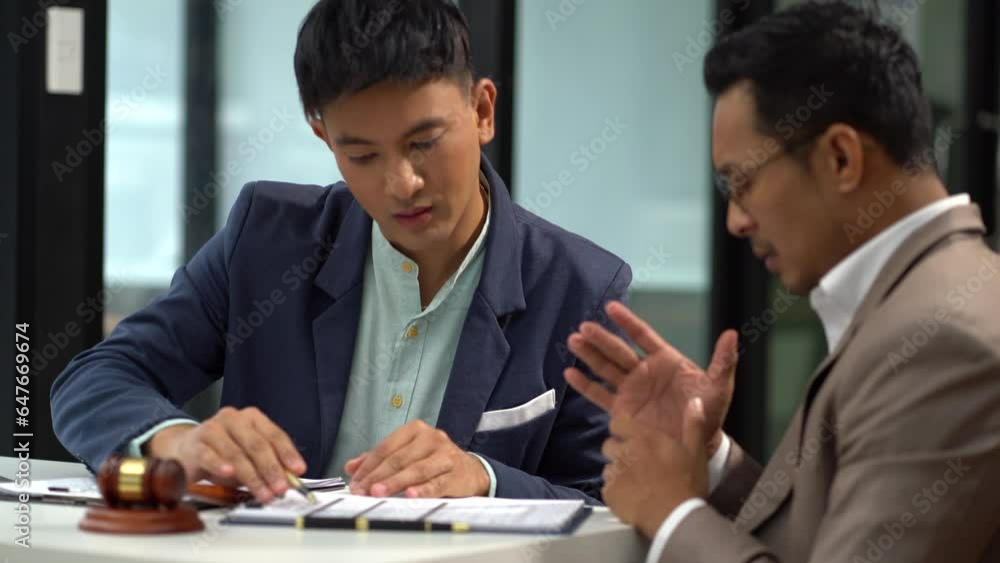 Lawyer comforts his clients with legal advice and serious stress trust commitment for justice issues and lawyer concepts. Lawyer comforts his clients with legal advice and serious stress trust commitment for justice issues and lawyer concepts.