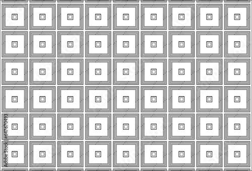 Overlapping squares are black and white used as a backdrop Tile floor wall ceiling clothes wallpaper pattern on the table soles shoes socks hats bracelets bags ties gloves