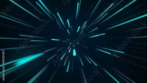 Neon blue lines zoom loop motion in futuristic background. Cyber Futuristic Speed zoom Motion graphic.animation moving background photo
