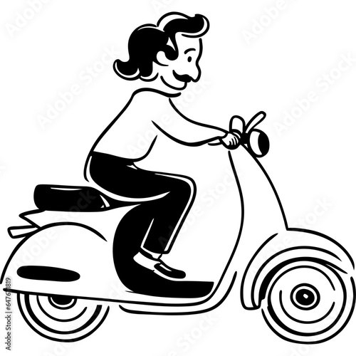 Italian Biker Riding On The Scooter Illustration