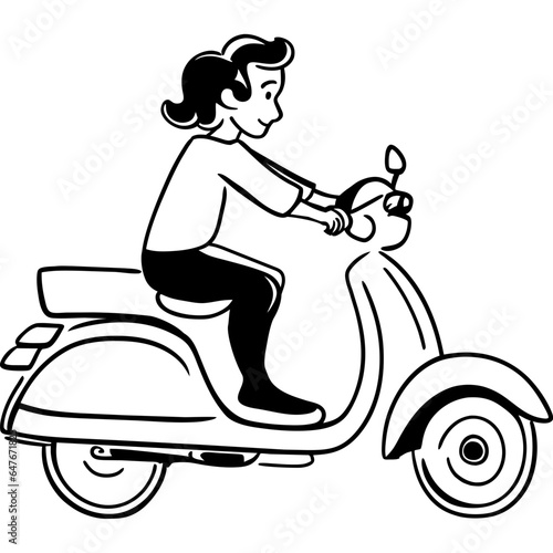 Biker Riding On The Scooter Illustration