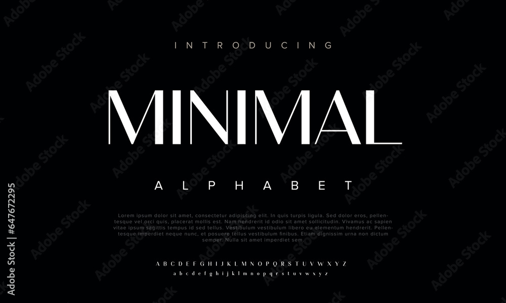 Minimal abstract digital alphabet font. Minimal technology typography, Creative urban sport fashion futuristic font and with numbers. vector illustration - obrazy, fototapety, plakaty 
