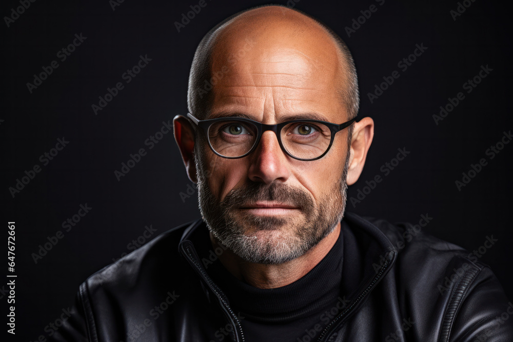 Obraz premium Elegant handsome man wearing glasses. Studio fashion portrait.