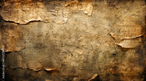 Stampa su tela Old parchment paper sheet ancient vintage texture background with cracked edges