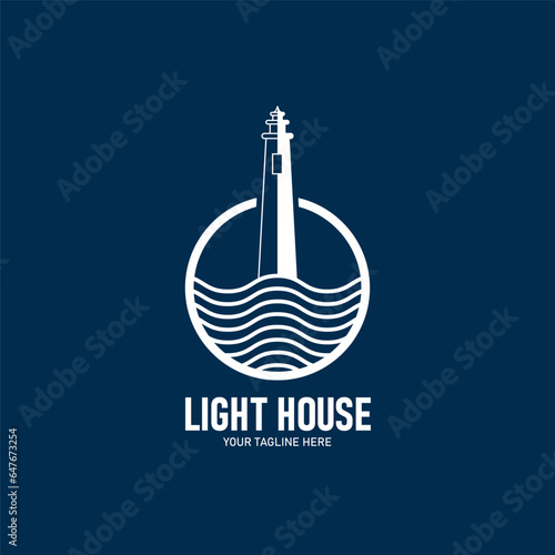 Modern lighthouse logo monoline style