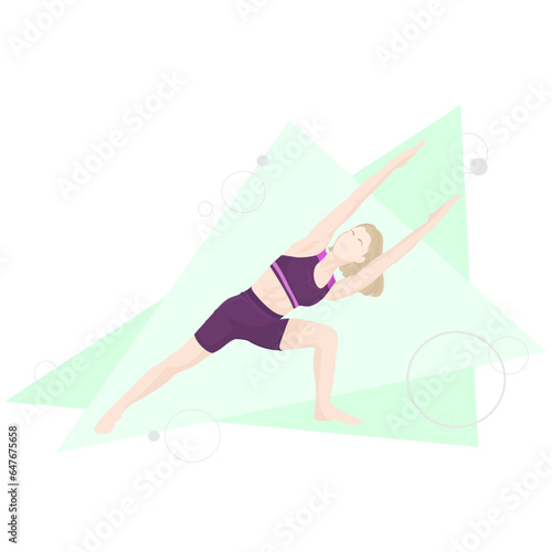 Exercise step by step. Woman workout fitness, aerobic and exercises. Healthy lifestyle. Physical exercise. Yoga. Slender body