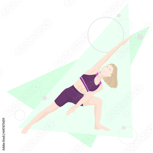 Exercise step by step. Woman workout fitness, aerobic and exercises. Healthy lifestyle. Physical exercise. Yoga. Slender body