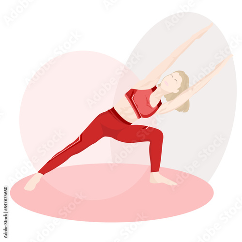 Exercise step by step. Woman workout fitness, aerobic and exercises. Healthy lifestyle. Physical exercise. Yoga. Slender body