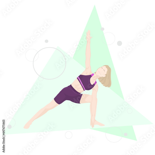 Exercise step by step. Woman workout fitness, aerobic and exercises. Healthy lifestyle. Physical exercise. Yoga. Slender body