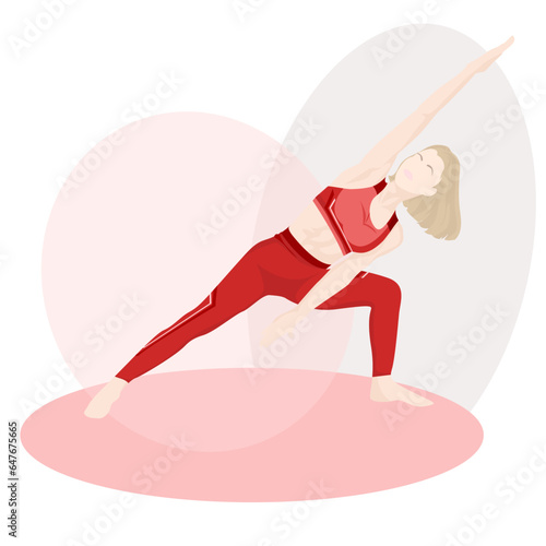 Exercise step by step. Woman workout fitness, aerobic and exercises. Healthy lifestyle. Physical exercise. Yoga. Slender body