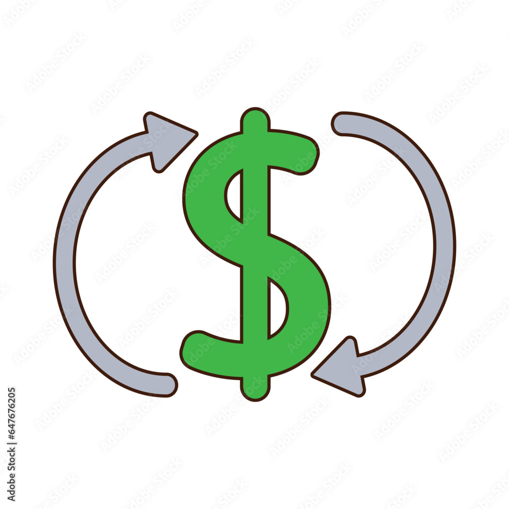 dollar symbol with arrows icon over white background. colorful design. vector illustration dollar symbol with arrows icon over white background. colorful design. vector illustration