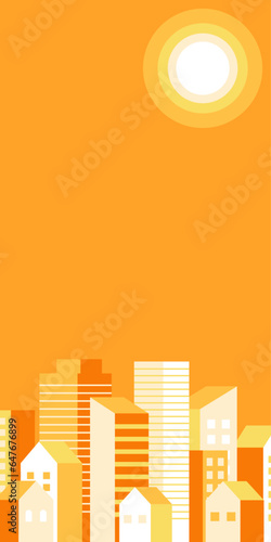 バナーセット_ビル群_オレンジ