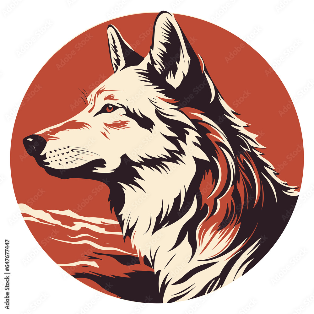 Fototapeta premium Wolf illustration, isolated on white background, Ai Generated.