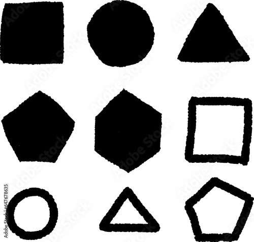 手書きの四角・丸・五角形・六角形イラスト素材セット