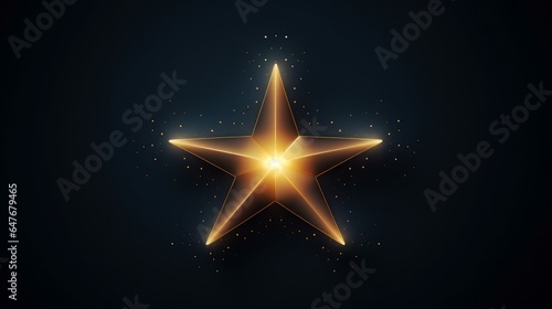 A luminous golden star set against a dark backdrop, illuminated by a radiant light effect.