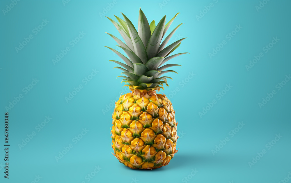 Pineapple on a solid blue background Pineapple on a solid blue background