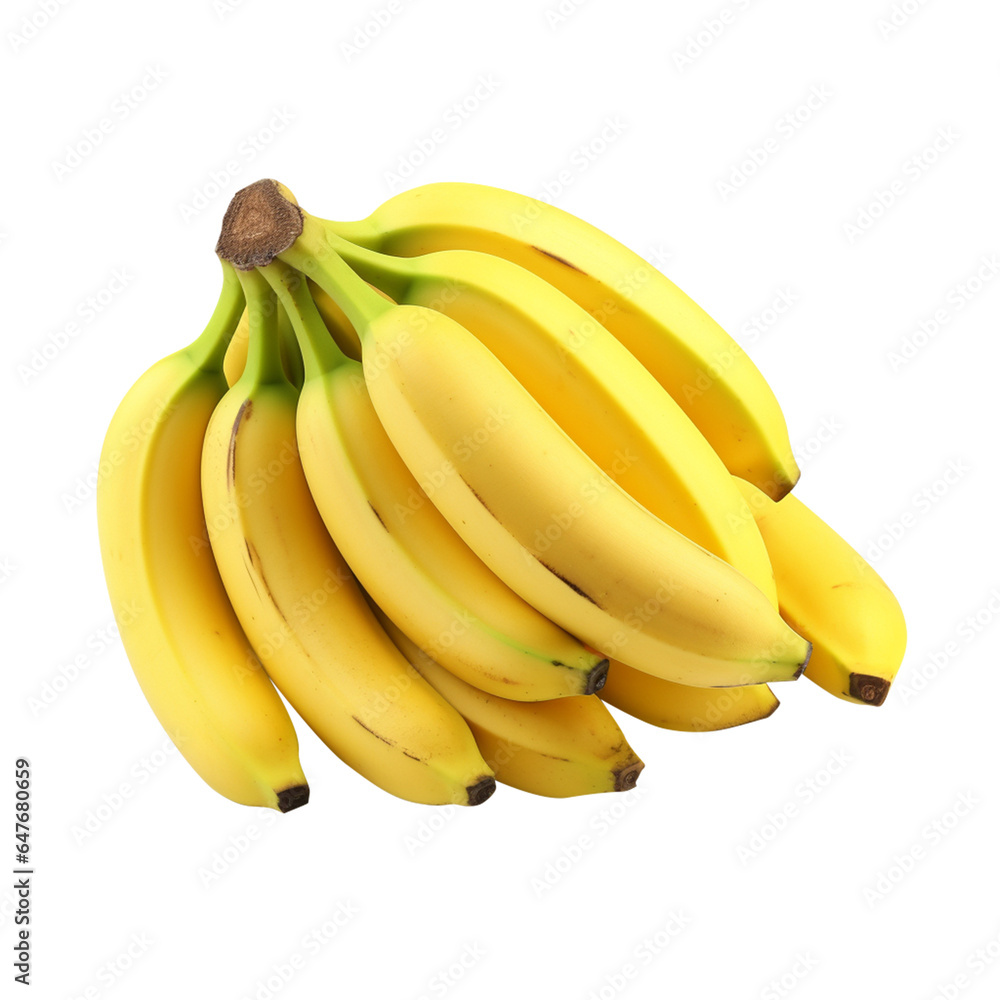 Fresh ripe bunch of banana fruits isolated on transparent background. Fresh ripe bunch of banana fruits isolated on transparent background.
