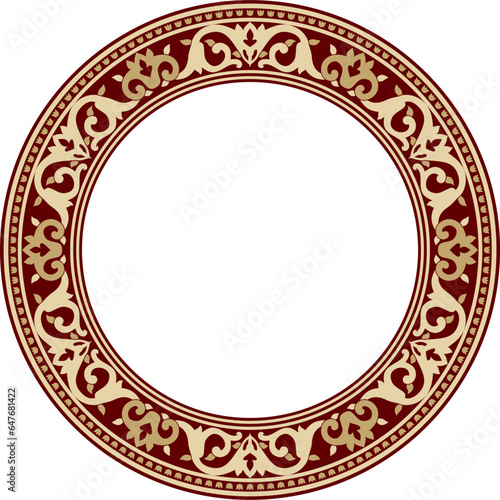 Vector black and red round Turkish ornament. Endless ottoman national border, frame..