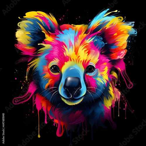 Colorful poster with koala isolated