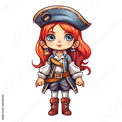 Cute Pirate Girl Clipart Illustration