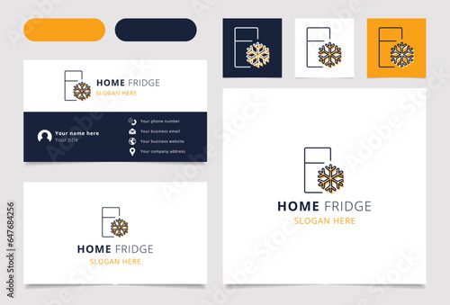 Home fridge logo design with editable slogan. Branding book and business card template.